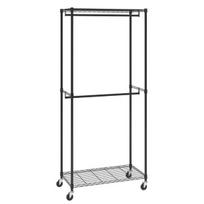Dvigubas mobilus drabužių stovas su ratukais – 204 cm, reguliuojamas, tvirtas, metalinis