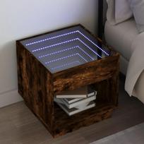 vidaXL Naktinis staliukas su Infinity LED, dūminio ąžuolo, 50x50x50cm