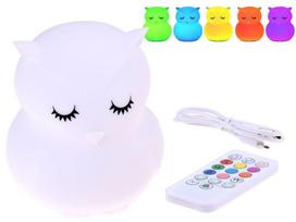 Owl Silicone soft RBG LED naktinė lempa + nuotolinio valdymo pultas