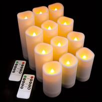 LED žvakių rinkinys su nuotolinio valdymo pultu, 12 vnt