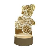 Elight ILU 3D iliuzijos LED naktinė lempa su širdele, šilta šviesa meškiuko formos (10x17cm), maitinama USB