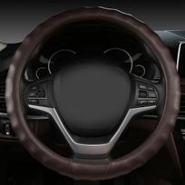 Tvari dirbtinės odos vairo užvalkalas visiems sezonams. , kavos spalvos apvalus tipas (bangos ratas 001) naujoviškas automobilio dekoravimas