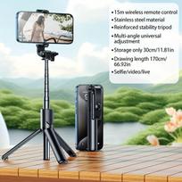 Telefono laikiklis Asmenukių Lazdelė Su Trikojais Atostogų Kelionėms ir Filmavimui, Juoda