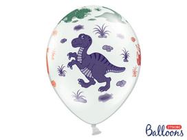 Balionai Dinosaurs Pastel Pure White, balti, 30 cm, 1 pak/6 vnt