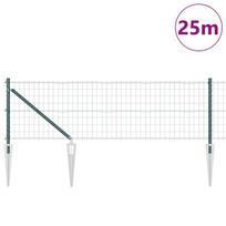 vidaXL Tvora su stulpais Žalia 0,4 x 25 m Plienas ir PVC