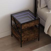 vidaXL Naktinis staliukas su Infinity LED, dūminio ąžuolo, 40x40x51cm