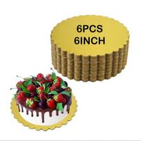 Apvalūs auksiniai tortų padėklai, 6 vnt., 15 cm, 15,24 cm