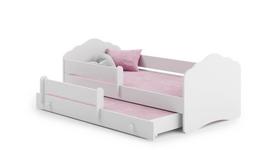 Vaikiška dvigulė lova Fala su čiužiniu ir apsauginiu barjeru 164x85x63 / 145x80x15cm