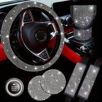 7 dalių blizgūs automobilio aksesuarai moterims , Baltas
