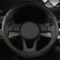 Premium dirbtinės odos vairo užvalkalas – neslystantis ir patogus, Visa juoda – apvali (19003 m.) Novatoriška automobilio apdaila