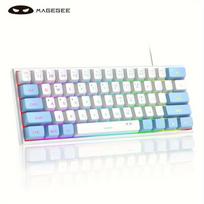 MageGee TS91 Mini 60% Žaidimų/Ofiso Klaviatūra, Atspari Vandeniui RGB Apšvietimu ,  Mėlyna Balta