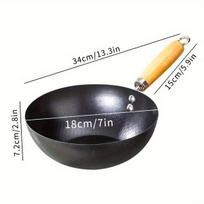 1 vnt. mažas geležinis puodas, kiniškas wok , Nelipni maža geležinė keptuvė su viena rankena - 18 cm