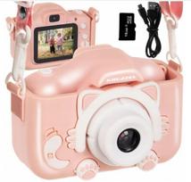 Vaikiškas fotoaparatas su 16gb kortele, rožinis