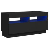 Televizoriaus spintelė su LED apšvietimu, 80x35x40 cm, juoda