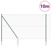 vidaXL Tvora su stulpais Žalia 1,5 x 10 m Plienas