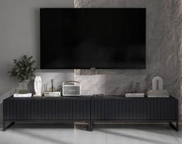 TV Spintelė Meble Lindner Juoda Matinė Metalinis Rėmas 220 cm