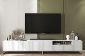 TV spintelė Meble Lindner 300 cm baltas matinis, metalinis rėmas
