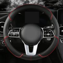 Universalus PU odos vairaračio uždangalas automobiliams , Juoda ir raudona apvali (F01 penkių spalvų pilna oda) Xuanhuang