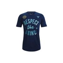 Under Armour Project Rock The Grind raidžių spaudinys Amerikietiško stiliaus vintage apvalios apykaklės marškinėliai vyrams Viršutinė dalis Kolegijos mėlyna 1370479-408 XXL blue