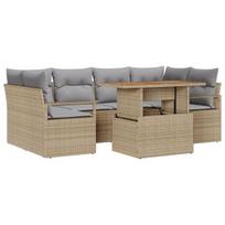 vidaXL Sodo Sofų Rinkinys 7 pcs smėlio ir šviesiai pilkos spalvos