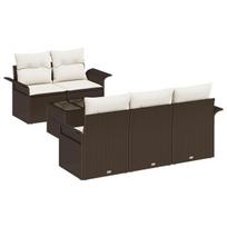 vidaXL Sofos komplektas su pagalve 6 pcs Ruda poliratanas