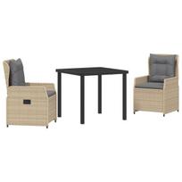 vidaXL Sodo valgomojo komplektas 3 pcs Bežinė ir šviesiai pilka