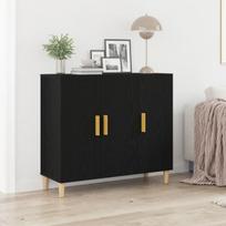 Juodas šoninis staliukas 90x34x80 cm iš inžinerinės medienos