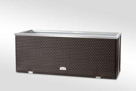 Lauko vazonas iš poliuretano su aliuminio metalo apdaila, 130 cm x 40 cm x 45 cm