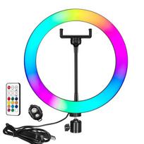 Elight RGB14 36 cm spalvotas RGB LED šviesos žiedas su išmaniojo telefono laikikliu + BT nuotolinio valdymo pultu, juoda