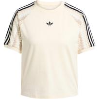 Adidas Originals dryžuoti apvalios apykaklės trumparankoviai marškinėliai moterims Topai Magiški-Balti KC0770 XS