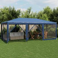 Proginė palapinė su 10 tinklinėmis sienomis, mėlyna, 6x4m, hdpe