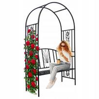 Sodo pergolė su suoliuku GardenLine, 122x58x203 cm, juoda