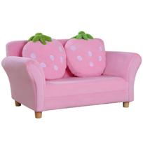 Vaikiška sofa braškių spalvos vaikų kambariui