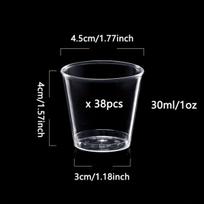 Vienkartinės plastikinės taurelės šventėms, 30 ml (1 uncija)