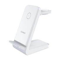 Belaidis įkroviklis CHOETECH, 15W, 3in1, baltas su stovu
