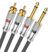 Emk Rca į 1/4" Stereo Audio Kabelis, 0.6m Sidabrinis
