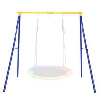 Costway Tvirtas metalinis sūpynių rėmas A formos sodo sūpynių rėmas 194 x 184 x 180 cm mėlyna + geltona