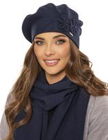 Vivisence moteriška beretė, elegantiška žieminė kepurė ir šalikas, šiltas galvos ir kaklo apdangalas žiemą ir rudenį, šiltas, storas, žieminis rinkinys moterims, tamsiai mėlynas, vienas dydis, Vienas dydis tinka visiems