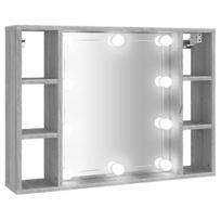 Veidrodinė spintelė su led apšvietimu, pilka ąžuolo, 76x15x55cm, Pilka