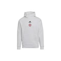 Adidas Manchester United Football Leisure Series Logo Print Long Sleeve Hooded Sweatshirt Men sweatshirt White HE6643 S