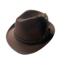 Vyrų Fedora Retro Jazz skrybėlės plunksnos ir virvės Dekoras išlenktas kraštas vientisos spalvos Oktoberfest vakarėlių festivaliai Šventiniai bouleriai žalia