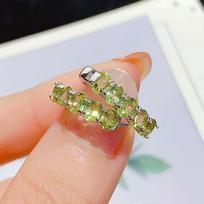 S925 sidabriniai peridoto auskarai-manžetai - Paprasti, madingi brangakmenių auskarai moterims S925 Silver