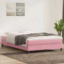 vidaXL Box Spring Lova be čiužinio Rožinė 140x220 cm aksomas