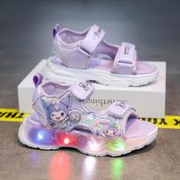 Vasaros Naujos Mergaičių My Melody Princesės Basutės Vaikų Kuromi Lipukai Šviečiantys Studentų Paplūdimio Batai 23Inner Length14.8CM violetinė