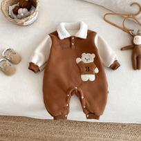 Winter Fleece Baby Bear Onesie for Infants (0-2 Years) - Korean Cartoon Romper 73 cm kava