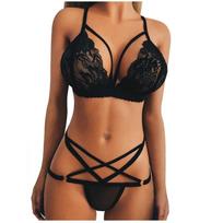 erotic underwear, sexy lace see-through bra with hair at three o'clock XXXL juoda