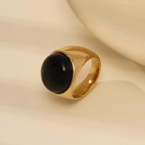 Trendy Stainless Steel Gold-Plated Hip Hop Geometric Ring - Simple & Stylish Plain Band Size 6