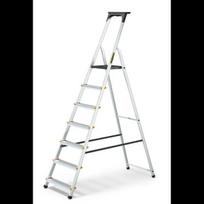 Buitinės kopėčios DRABEST ALD7 PRO 150 kg, vienpusės su lentyna, 7 pakopų (DR-AL-D7-PRO-Ż+CZ+P )
