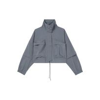 Nike Sportswear Tech Pack Vienspalvė Stovimos Apykaklės Užtraukiama Trumpomis Rankovėmis Striukė Moteriška Striukė Melange Pilka DV8488-050 L gray