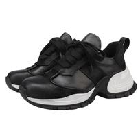 2025 Autumn Women's High-End Light Luxury Cowhide Retro Casual Sporty Leather Shoes 35 juoda